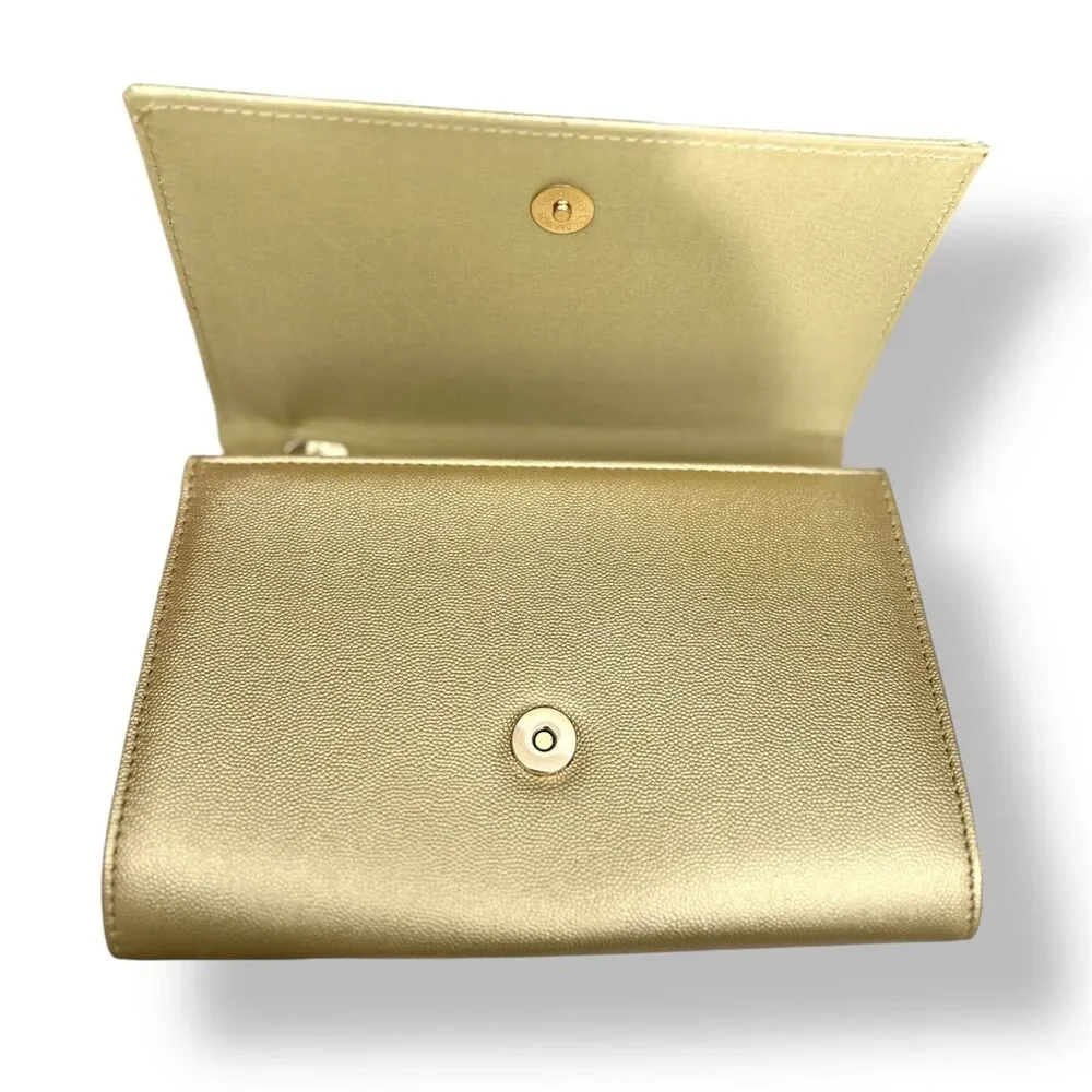 New CXL by Christian Lacroix Gold Paris Caviar Clutch Crossbody Detachable Chain